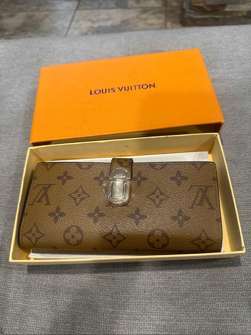 Brown Monogram Canvas Clasp Wallet